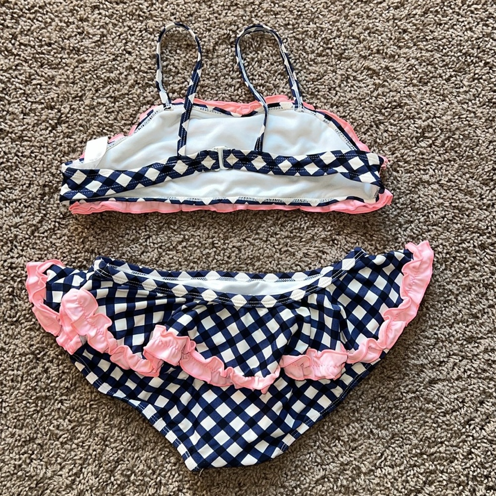Pink and Blue Hartstrings Ruffle Bikini Set size 10 - Picture 2 of 7